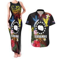 Cook Islands Independence Day Couples Matching Tank Maxi Dress and Hawaiian Shirt Maroro and Kakaia with Hibiscus Flower Polynesian Pattern