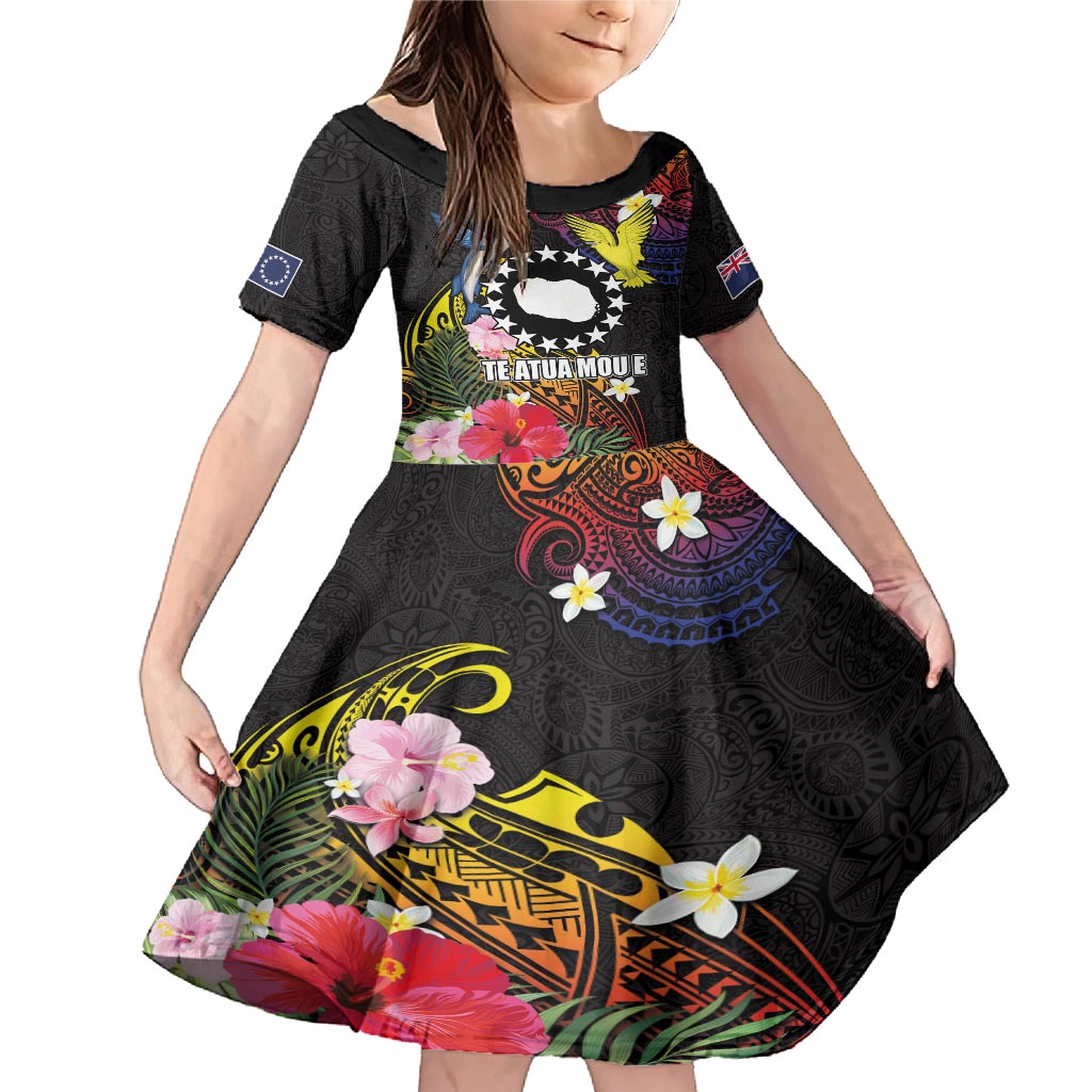 Cook Islands Independence Day Family Matching Mermaid Dress and Hawaiian Shirt Maroro and Kakaia with Hibiscus Flower Polynesian Pattern