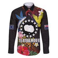 Cook Islands Independence Day Family Matching Off Shoulder Short Dress and Hawaiian Shirt Maroro and Kakaia with Hibiscus Flower Polynesian Pattern