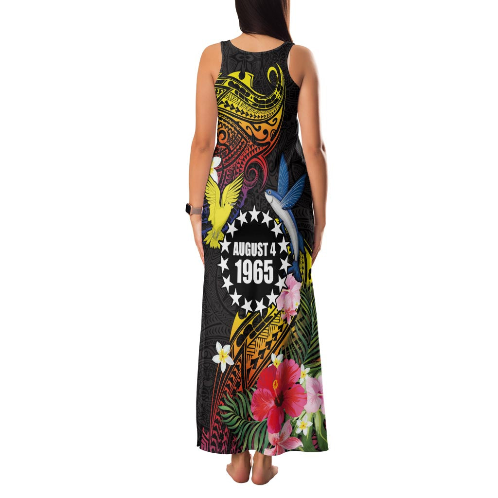 Cook Islands Independence Day Family Matching Tank Maxi Dress and Hawaiian Shirt Maroro and Kakaia with Hibiscus Flower Polynesian Pattern