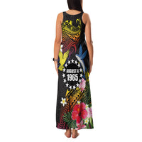 Cook Islands Independence Day Family Matching Tank Maxi Dress and Hawaiian Shirt Maroro and Kakaia with Hibiscus Flower Polynesian Pattern