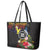 Cook Islands Independence Day Leather Tote Bag Maroro and Kakaia with Hibiscus Flower Polynesian Pattern