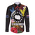Cook Islands Independence Day Long Sleeve Button Shirt Maroro and Kakaia with Hibiscus Flower Polynesian Pattern