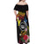 Cook Islands Independence Day Off Shoulder Maxi Dress Maroro and Kakaia with Hibiscus Flower Polynesian Pattern