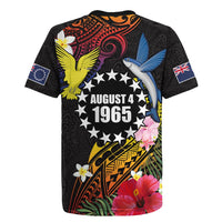 Cook Islands Independence Day Rugby Jersey Maroro and Kakaia with Hibiscus Flower Polynesian Pattern