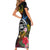 Cook Islands Independence Day Short Sleeve Bodycon Dress Maroro and Kakaia with Hibiscus Flower Polynesian Pattern