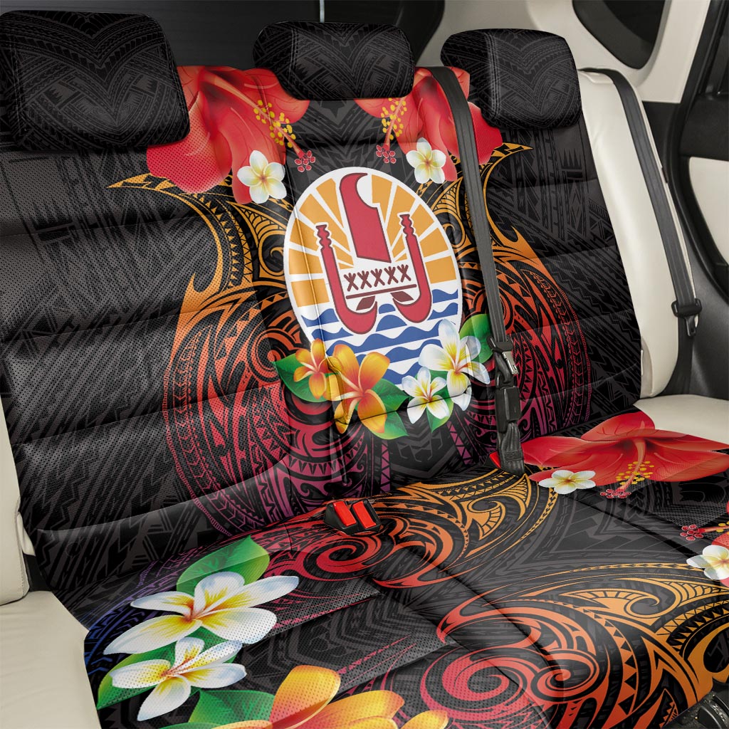 French Polynesia Bastille Day Back Car Seat Cover Tiare Flower and National Seal Polynesian Pattern