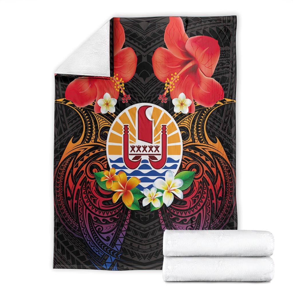 French Polynesia Bastille Day Blanket Tiare Flower and National Seal Polynesian Pattern LT03 - Polynesian Pride