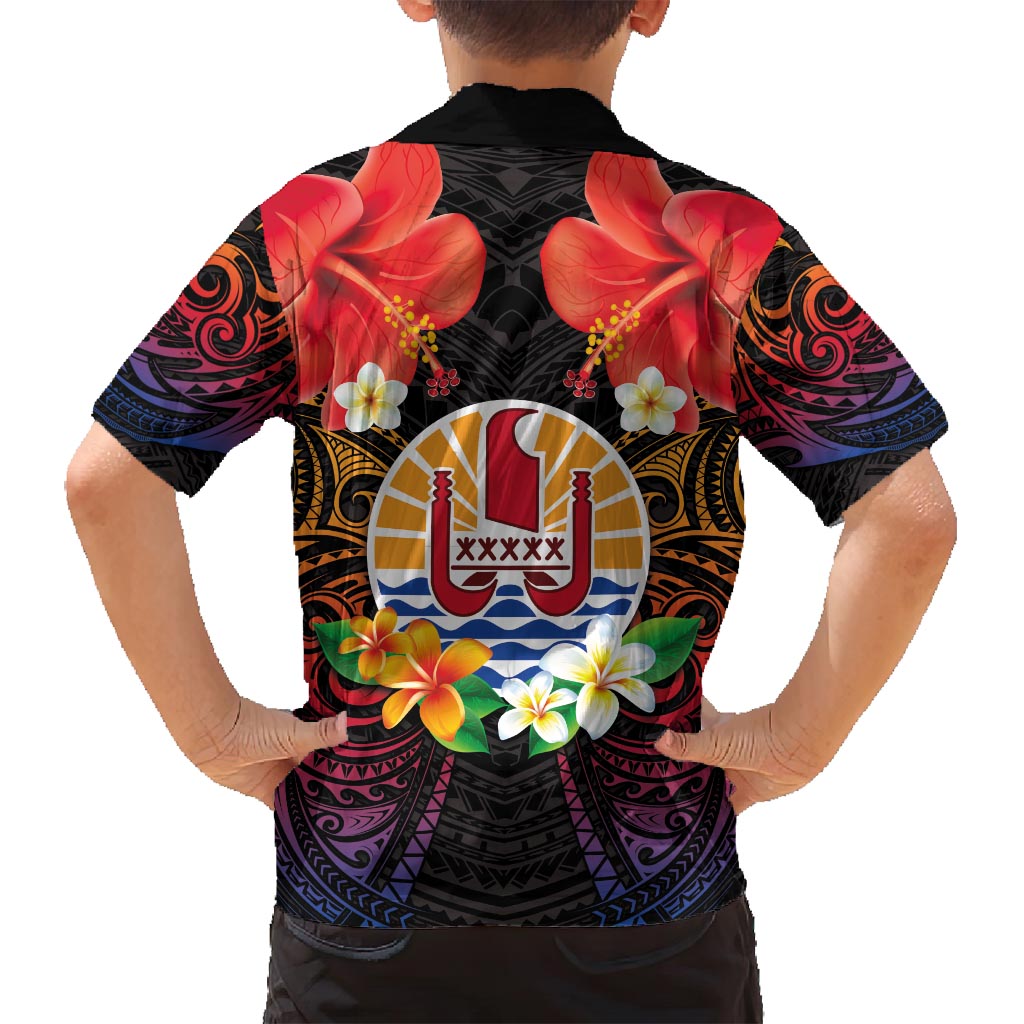 French Polynesia Bastille Day Family Matching Long Sleeve Bodycon Dress and Hawaiian Shirt Tiare Flower and National Seal Polynesian Pattern LT03 - Polynesian Pride