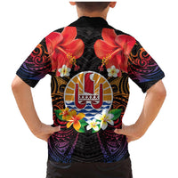 French Polynesia Bastille Day Family Matching Mermaid Dress and Hawaiian Shirt Tiare Flower and National Seal Polynesian Pattern LT03 - Polynesian Pride