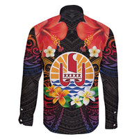 French Polynesia Bastille Day Family Matching Off Shoulder Short Dress and Hawaiian Shirt Tiare Flower and National Seal Polynesian Pattern