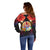 French Polynesia Bastille Day Off Shoulder Sweater Tiare Flower and National Seal Polynesian Pattern