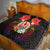 French Polynesia Bastille Day Quilt Tiare Flower and National Seal Polynesian Pattern