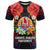 French Polynesia Bastille Day T Shirt Tiare Flower and National Seal Polynesian Pattern