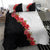 Hawaii Red Hibiscus Flowers Bedding Set Polynesian Pattern With Half Black White Version