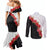 Hawaii Red Hibiscus Flowers Couples Matching Mermaid Dress and Long Sleeve Button Shirt Polynesian Pattern With Half Black White Version