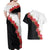 Hawaii Red Hibiscus Flowers Couples Matching Off Shoulder Maxi Dress and Hawaiian Shirt Polynesian Pattern With Half Black White Version