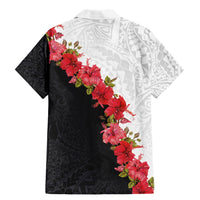 Hawaii Red Hibiscus Flowers Family Matching Mermaid Dress and Hawaiian Shirt Polynesian Pattern With Half Black White Version