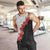 Hawaii Red Hibiscus Flowers Men Tank Top Polynesian Pattern With Half Black White Version