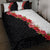 Hawaii Red Hibiscus Flowers Quilt Bed Set Polynesian Pattern With Half Black White Version