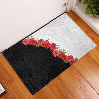 Hawaii Red Hibiscus Flowers Rubber Doormat Polynesian Pattern With Half Black White Version LT03 - Polynesian Pride