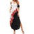 Hawaii Red Hibiscus Flowers Summer Maxi Dress Polynesian Pattern With Half Black White Version