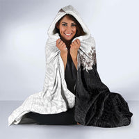 Hawaii Grayscale Hibiscus Flowers Hooded Blanket Polynesian Pattern With Half Black White Version LT03 - Polynesian Pride