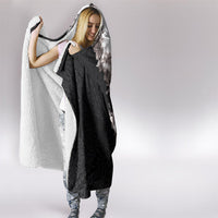 Hawaii Grayscale Hibiscus Flowers Hooded Blanket Polynesian Pattern With Half Black White Version LT03 - Polynesian Pride