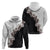 Hawaii Grayscale Hibiscus Flowers Hoodie Polynesian Pattern With Half Black White Version