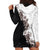 Hawaii Grayscale Hibiscus Flowers Hoodie Dress Polynesian Pattern With Half Black White Version