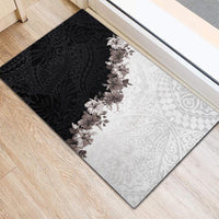 Hawaii Grayscale Hibiscus Flowers Rubber Doormat Polynesian Pattern With Half Black White Version LT03 - Polynesian Pride