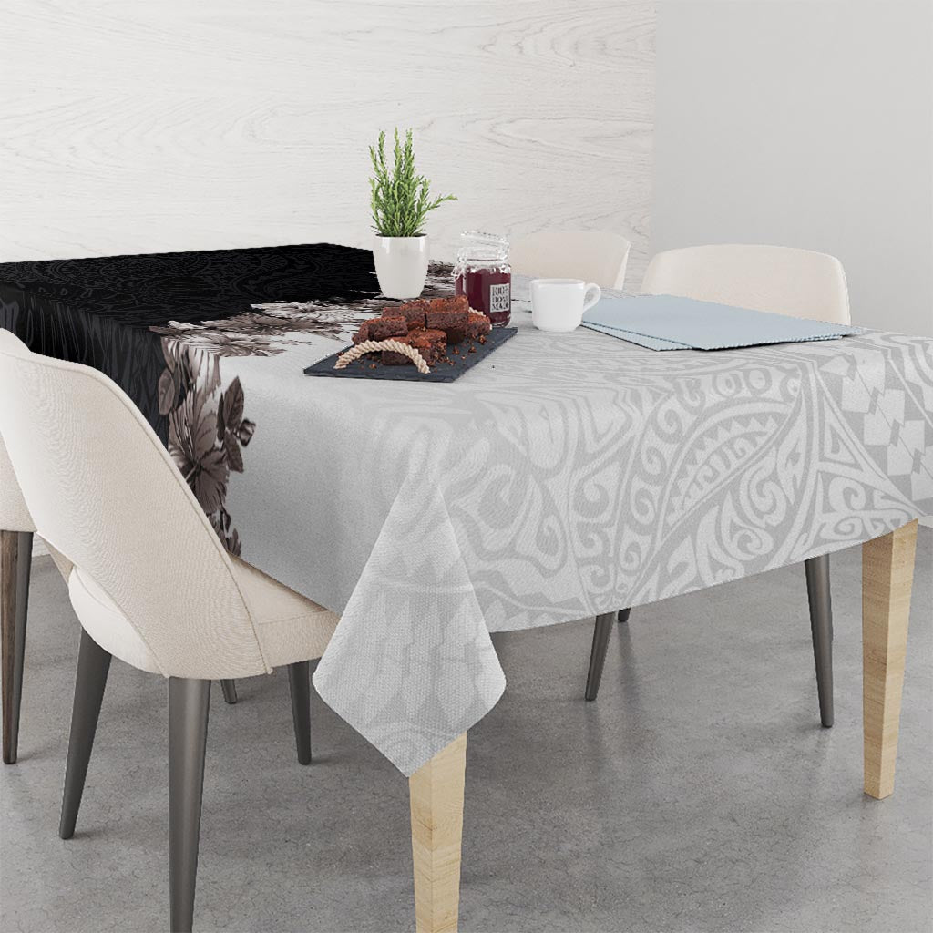 Hawaii Grayscale Hibiscus Flowers Tablecloth Polynesian Pattern With Half Black White Version LT03 - Polynesian Pride