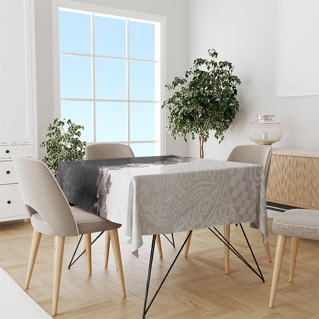 Hawaii Grayscale Hibiscus Flowers Tablecloth Polynesian Pattern With Half Black White Version LT03 - Polynesian Pride
