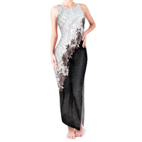 Hawaii Grayscale Hibiscus Flowers Tank Maxi Dress Polynesian Pattern With Half Black White Version