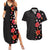 Hawaii Hibiscus and Plumeria Flowers Couples Matching Summer Maxi Dress and Hawaiian Shirt Tapa Tribal Pattern Half Style Colorful Mode