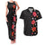 Hawaii Hibiscus and Plumeria Flowers Couples Matching Tank Maxi Dress and Hawaiian Shirt Tapa Tribal Pattern Half Style Colorful Mode