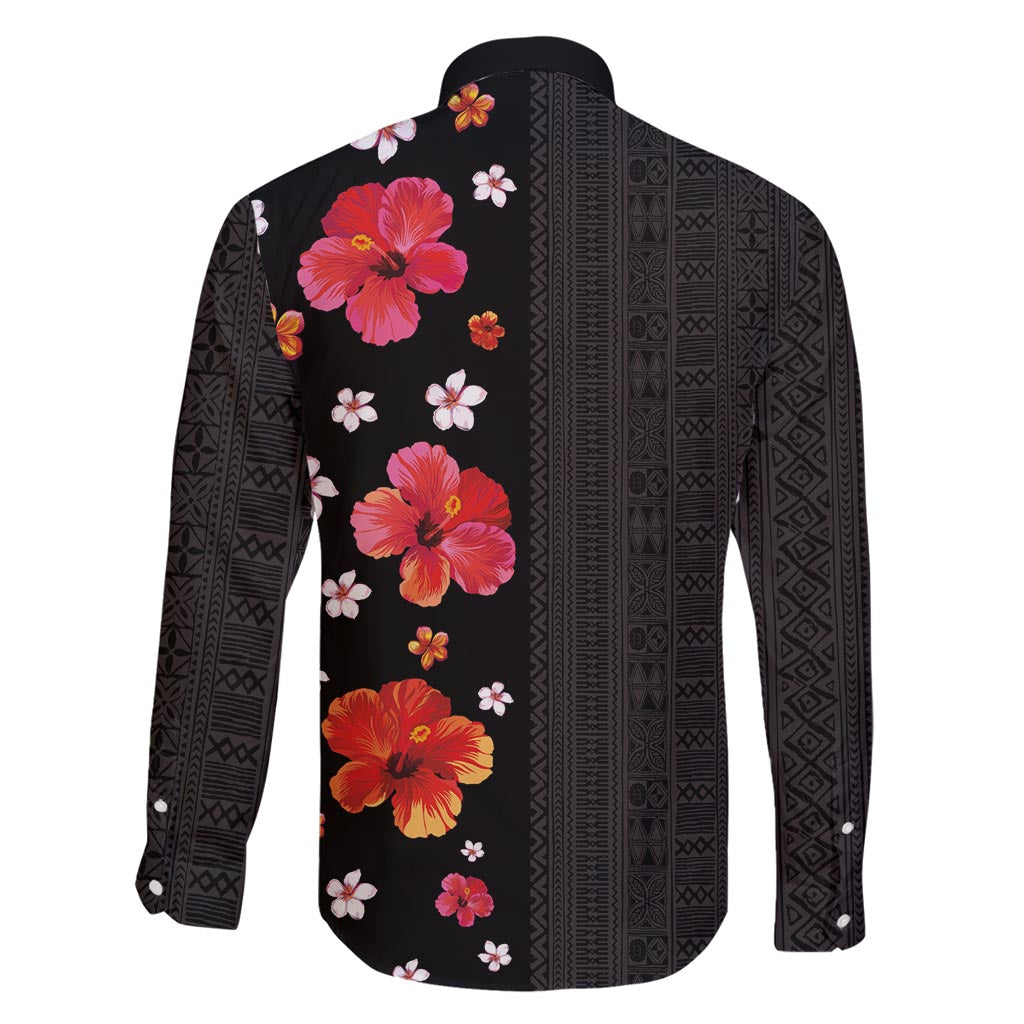 Hawaii Hibiscus and Plumeria Flowers Family Matching Summer Maxi Dress and Hawaiian Shirt Tapa Tribal Pattern Half Style Colorful Mode