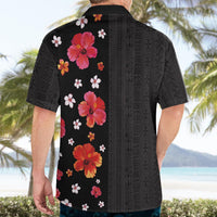 Hawaii Hibiscus and Plumeria Flowers Hawaiian Shirt Tapa Tribal Pattern Half Style Colorful Mode