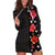 Hawaii Hibiscus and Plumeria Flowers Hoodie Dress Tapa Tribal Pattern Half Style Colorful Mode