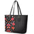 Hawaii Hibiscus and Plumeria Flowers Leather Tote Bag Tapa Tribal Pattern Half Style Colorful Mode