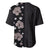 Hawaii Hibiscus and Plumeria Flowers Baseball Jersey Tapa Tribal Pattern Half Style Grayscale Mode