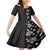 Hawaii Hibiscus and Plumeria Flowers Family Matching Mermaid Dress and Hawaiian Shirt Tapa Tribal Pattern Half Style Grayscale Mode