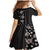 Hawaii Hibiscus and Plumeria Flowers Family Matching Mermaid Dress and Hawaiian Shirt Tapa Tribal Pattern Half Style Grayscale Mode