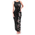 Hawaii Hibiscus and Plumeria Flowers Family Matching Tank Maxi Dress and Hawaiian Shirt Tapa Tribal Pattern Half Style Grayscale Mode