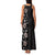 Hawaii Hibiscus and Plumeria Flowers Family Matching Tank Maxi Dress and Hawaiian Shirt Tapa Tribal Pattern Half Style Grayscale Mode
