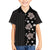 Hawaii Hibiscus and Plumeria Flowers Hawaiian Shirt Tapa Tribal Pattern Half Style Grayscale Mode