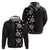 Hawaii Hibiscus and Plumeria Flowers Hoodie Tapa Tribal Pattern Half Style Grayscale Mode