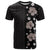 Hawaii Hibiscus and Plumeria Flowers T Shirt Tapa Tribal Pattern Half Style Grayscale Mode