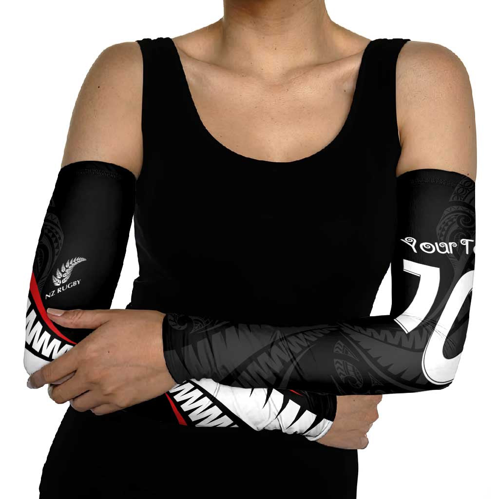 New Zealand Rugby Custom Arm Sleeves Sporty Silver Fern Shape with Maori Tattoos - Polynesian Pride