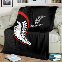 New Zealand Rugby Blanket Sporty Silver Fern Shape with Maori Tattoos - Polynesian Pride